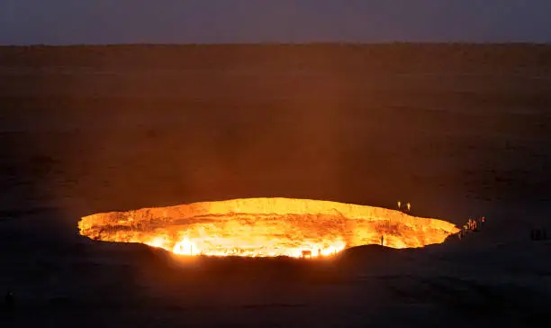 Photo of Gate of Hell in Turkmenistan desert