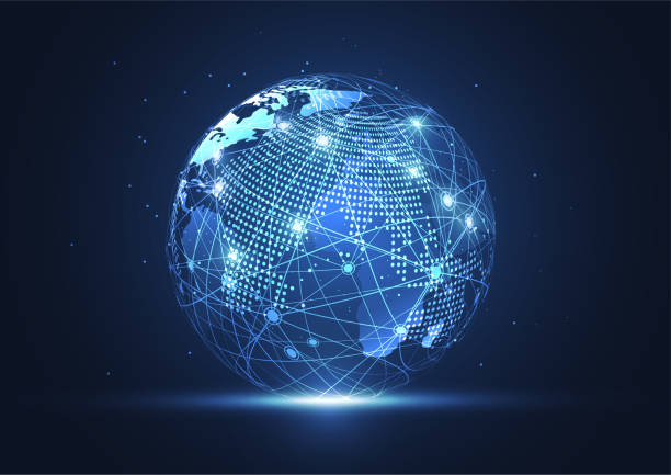 istock Global network connection. World map point and line composition concept of global business. Vector Illustration 1051499556