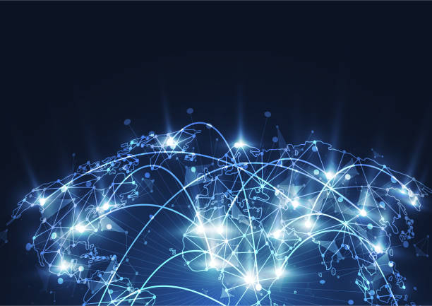 istock Global network connection. World map point and line composition concept of global business. Vector Illustration 1051499584