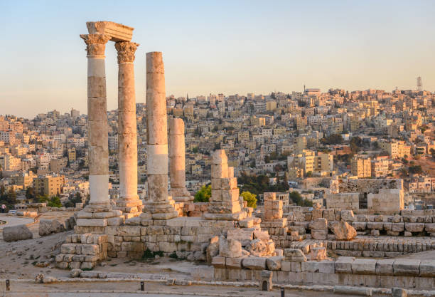 istock Amman Jordan sunset over Roman Ruins 1051502156