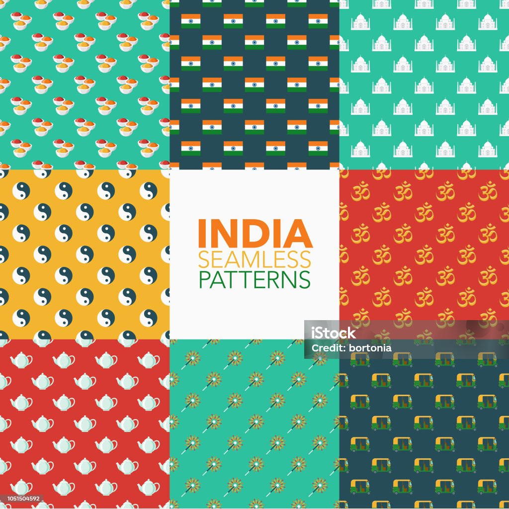 Indian Translucent Pattern India Seamless Pattern Set Stock Illustration - Download Image Now ...