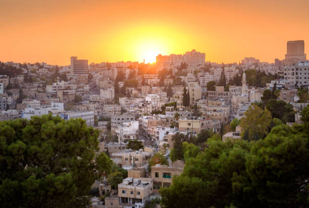 istock Amman Jordan sunset over Roman Ruins 1051504632