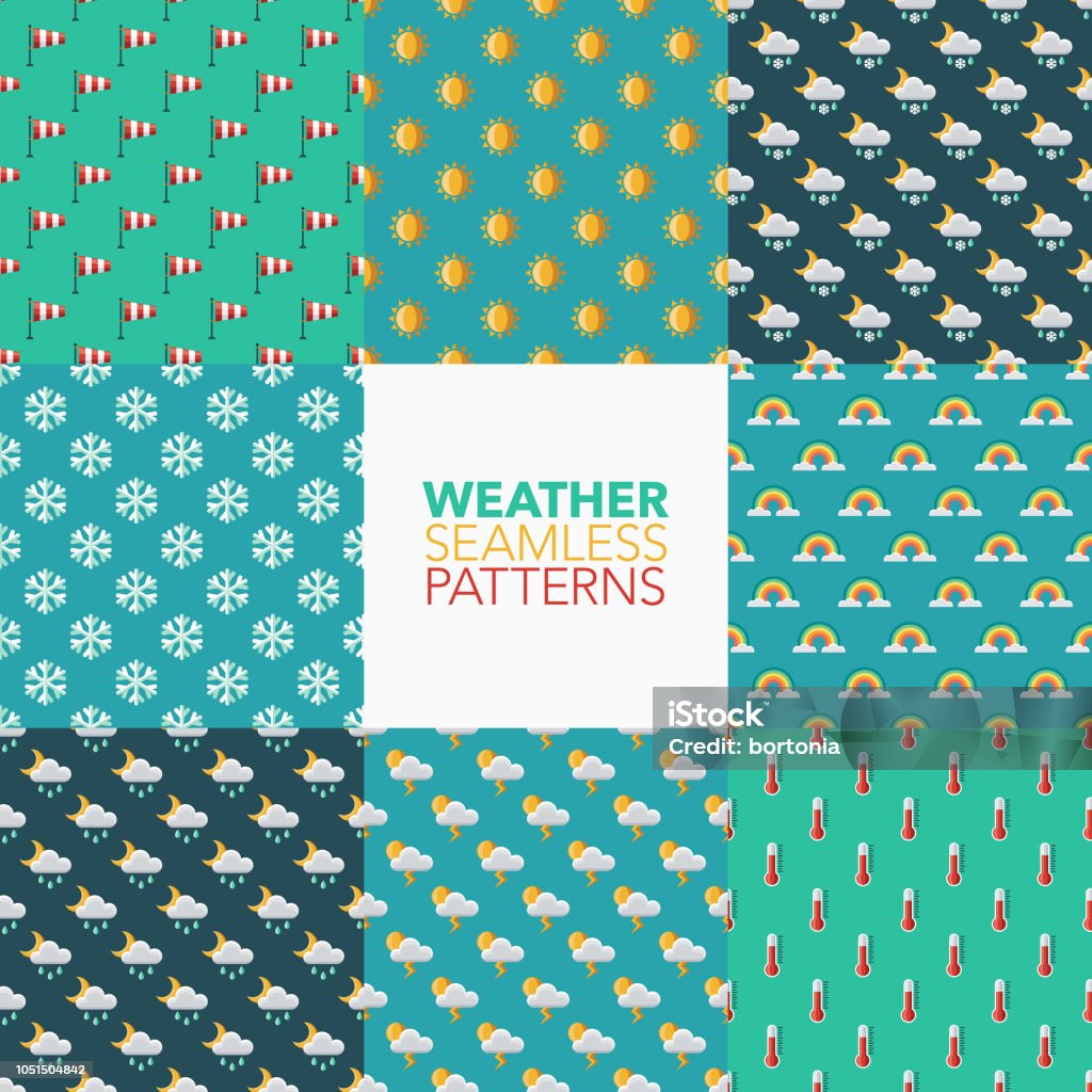 Pattern Wethar Weather Seamless Pattern Set Stock Illustration - Download Image Now ...