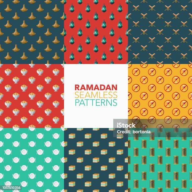 Printable Ramadan Pattern Ramadan Seamless Pattern Set Stock Illustration - Download Image Now ...