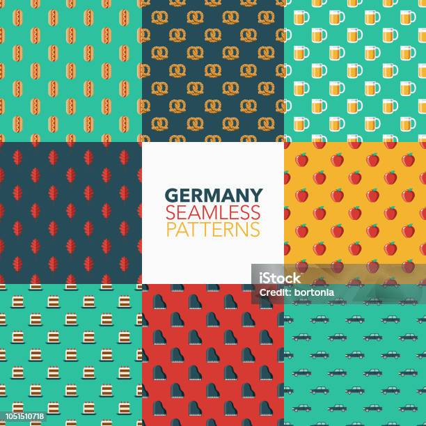 Germany Seamless Pattern Set Stock Illustration - Download Image Now - Backgrounds, Beer Festival, Autumn