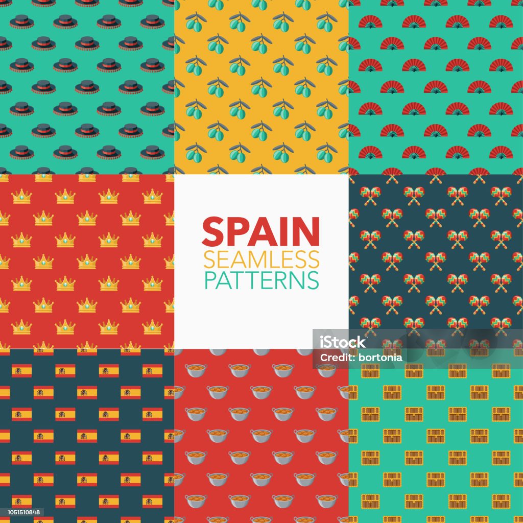 Easy Spain Pattern Spain Seamless Pattern Set Stock Illustration - Download Image Now ...