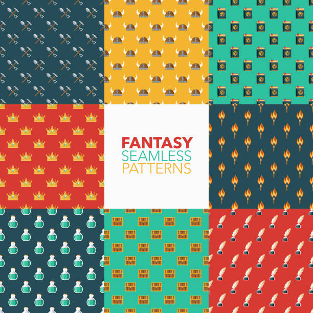 A set of eight seamless patterns created from a single flat design icon. All patterns can be tiled on all sides. File is built in the CMYK color space for optimal printing and can easily be converted to RGB. No gradients or transparencies used, the shapes have been placed into a clipping mask.