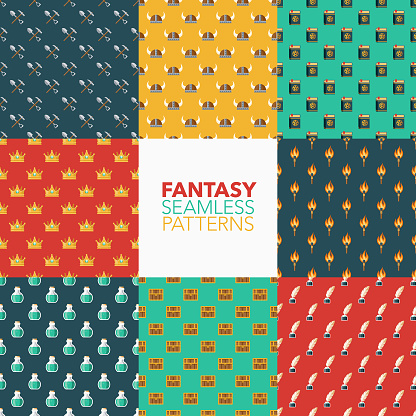 Fantasy Patterns Fantasy Seamless Pattern Set Stock Illustration - Download Image Now ...