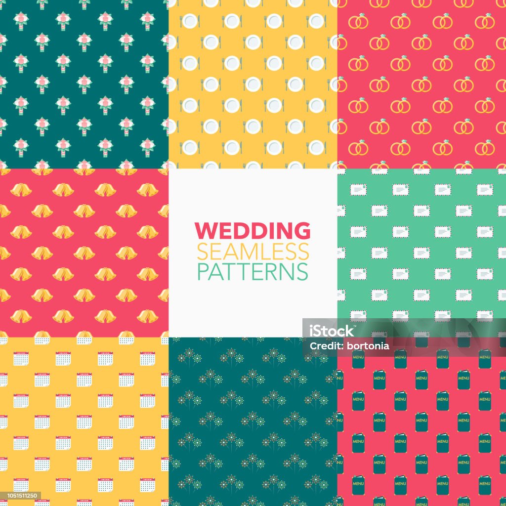 Wedding Pattern Line Wedding Seamless Pattern Set Stock Illustration - Download Image Now ...