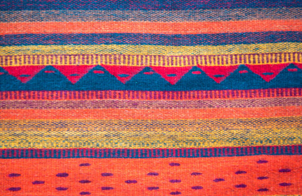 istock Traditional Vibrant Mexican Wool Woven Rug/Textile Detail (Close-Up) 1051523096