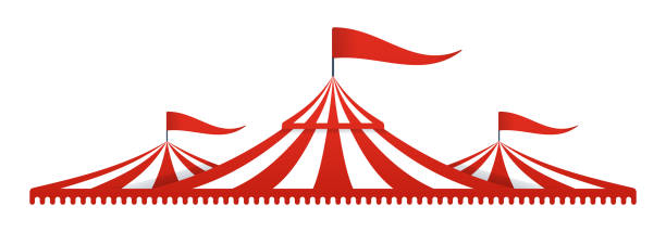 ilustraciones, imágenes clip art, dibujos animados e iconos de stock de carpa de circo carpa - carpa de circo