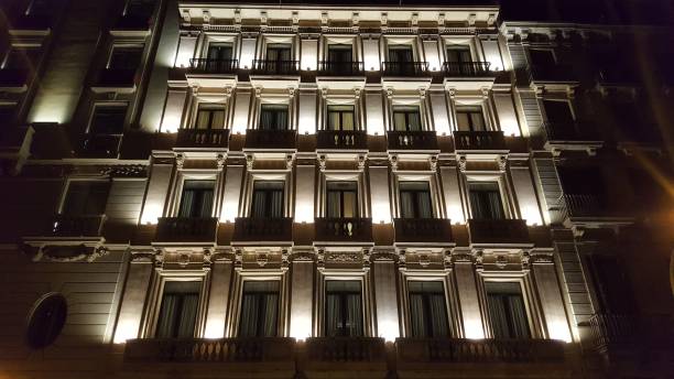 istock Building in Barcelona with lights at night 1051560158