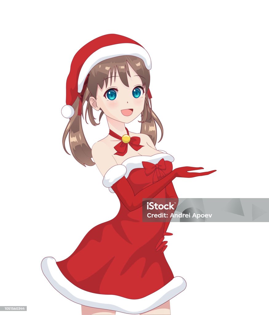 Anime Manga Cô Gái Mặc Trang Phục Ông Già Noel Hình minh họa Sẵn ...