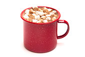 A Mug of Hot Chocolate in a Red Metal Mug