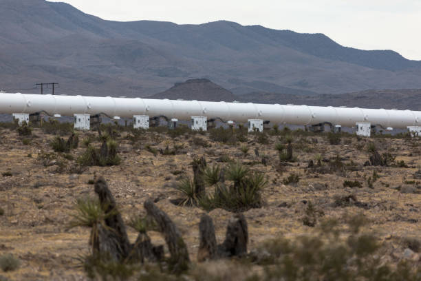 處女 hyperloop 在拉斯維加斯內華達州附近的一個測試網站顯示了 xp-1 的第一個完整的測試軌道。 - 維珍集團 個照片及圖片檔