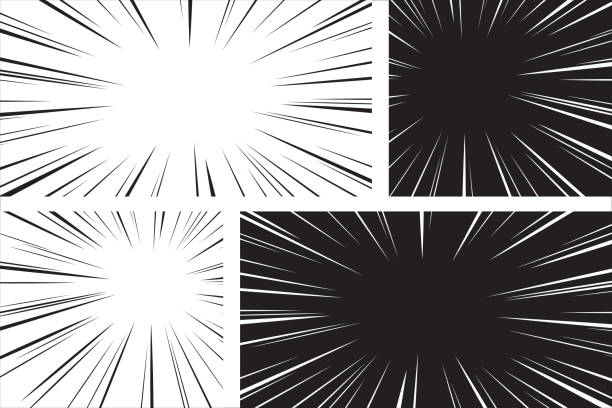 Comic speed radial background set vector art illustration