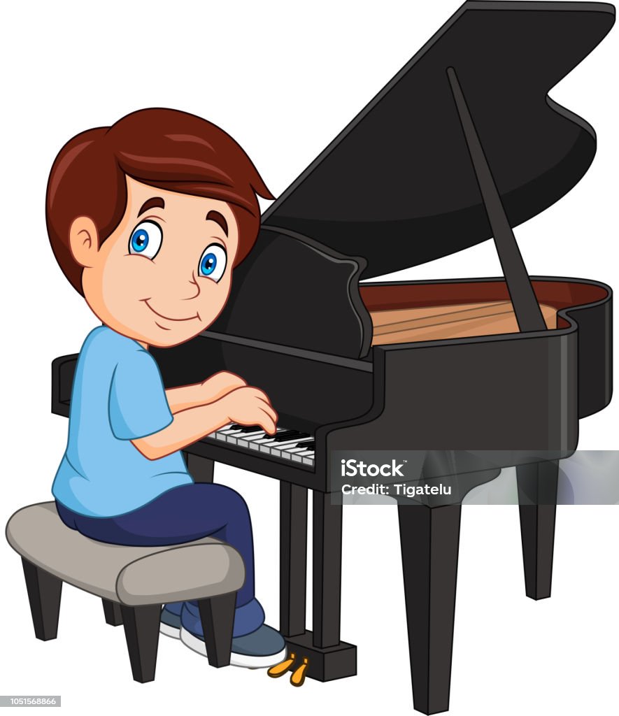 Cartoon Little Boy Playing Piano Stock Illustration - Download Image Now -  Activity, Arts Culture and Entertainment, Boys - iStock