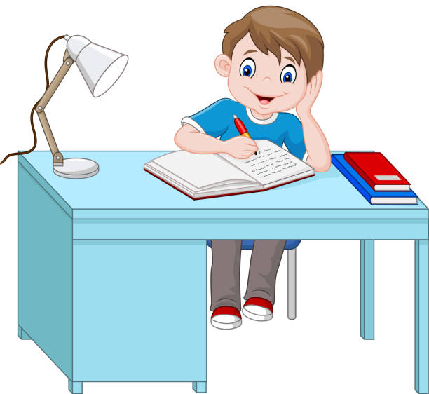 Cartoon Little Boy Studying Stock Illustration - Download Image Now -  Writing - Activity, Child, Student - iStock