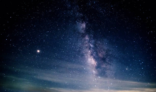 Starry night sky with Milkyway. stock photo