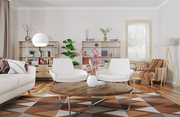 istock Interior of modern living room 3d rendering 1051591350