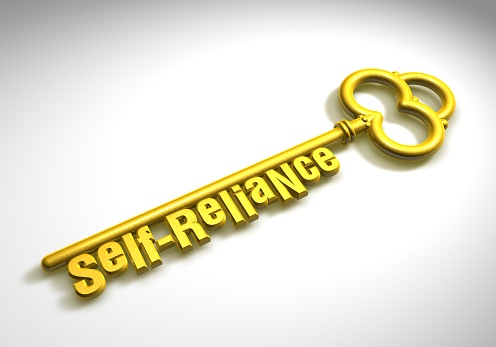 Golden key with the word - Self-Reliance