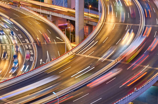 istock Multilevel Viaduct Traffic at Sunset, Shanghai, China 1051602556
