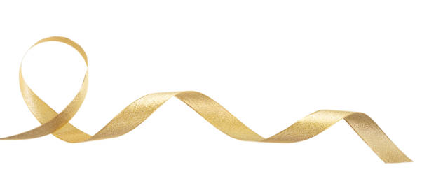 istock Golden satin ribbon isolated on white background, banner 1051617576