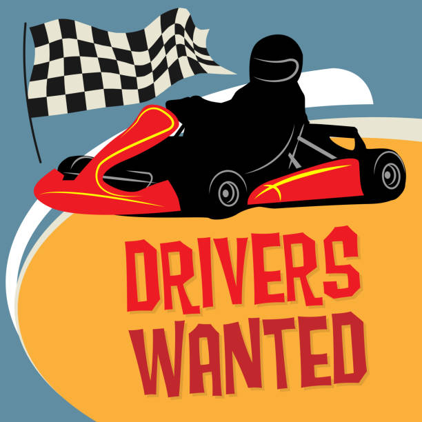 ilustrações, clipart, desenhos animados e ícones de cartaz de corrida de carrinho de ir kart - go cart