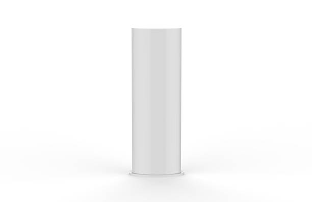 istock Curved PVC totem poster light advertising display stand, mock up template on isolated white background, 3d illustration 1051623256