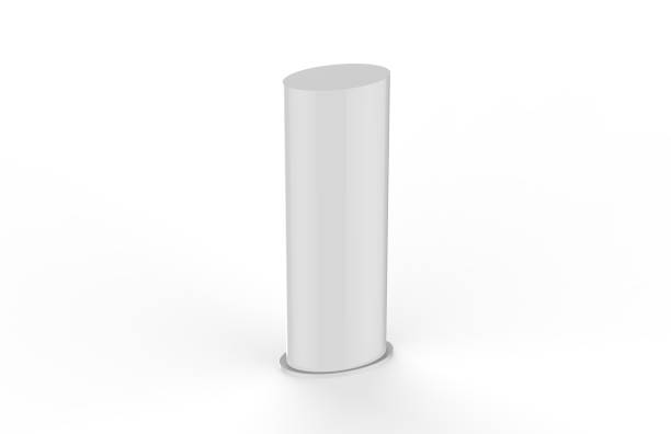istock Curved PVC totem poster light advertising display stand, mock up template on isolated white background, 3d illustration 1051623258