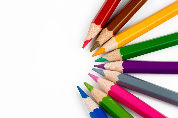 istock Color pencils isolated on the background. Close up. 1051623268