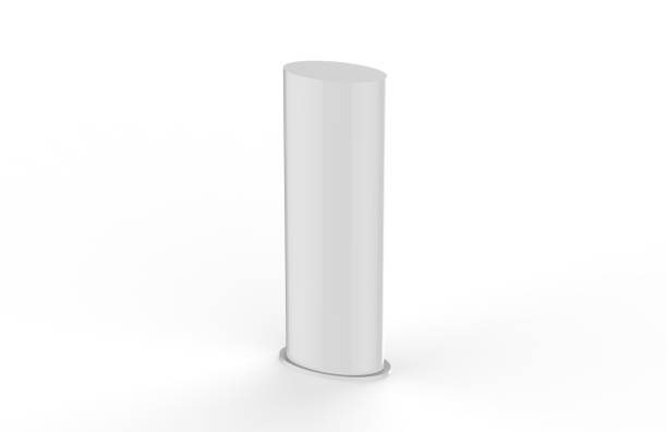 istock Curved PVC totem poster light advertising display stand, mock up template on isolated white background, 3d illustration 1051623276