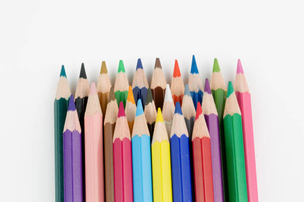 istock Color pencils isolated on the background. Close up. 1051623356