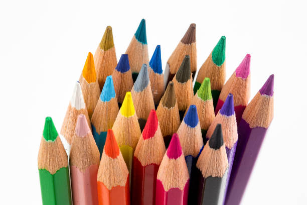 istock Color pencils isolated on the background. Close up. 1051623414