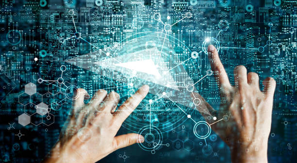 istock Innovations systems connecting people and intelligence devices. Futuristic technology networking and data exchanges connection and computer industry from telecommunication and internet development. 1051632714