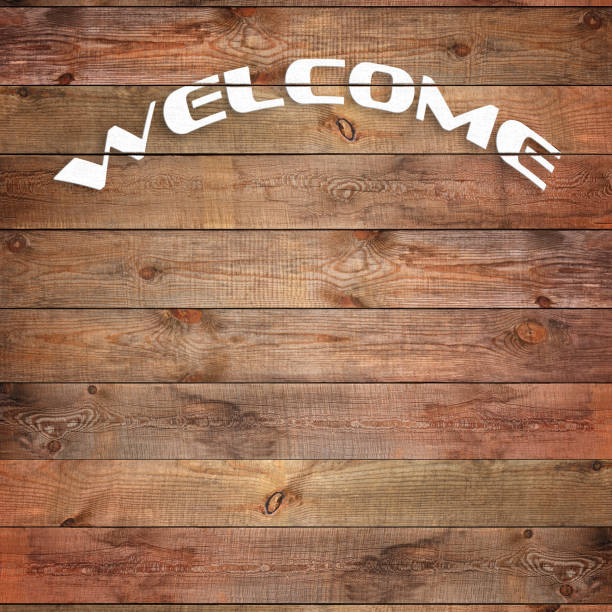 istock Vintage WELCOME sign on natural wooden surface. 1051638566
