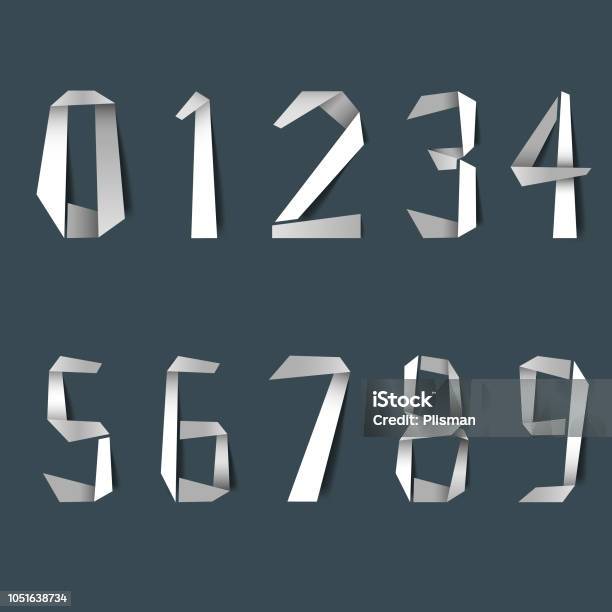 Paper Style Number Folded White Design Paper Numbers Template Stock Illustration ...