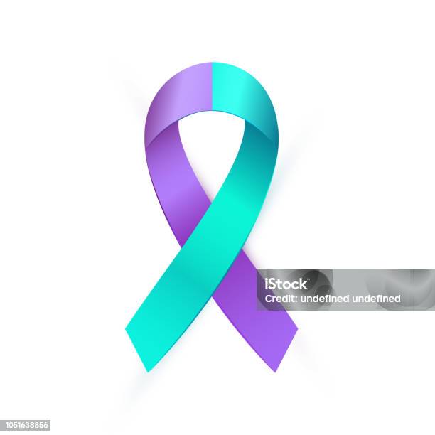 3d Purple Blue Ribbon For Suicide Prevention Awareness Stock Illustration - Download Image Now