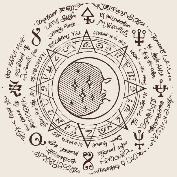 istock Illustration of the moon in an octagonal star 1051645388