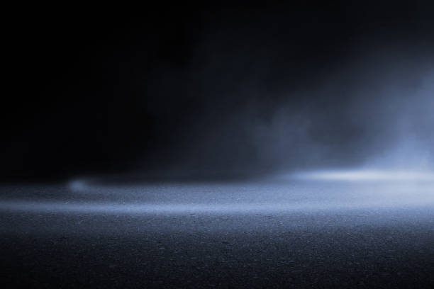 Creative blurry outdoor asphalt background with mist light high speed