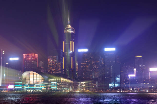 istock Blurred Hong Kong night lights backgrounds 1051659822