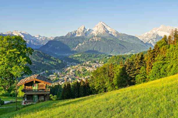 istock Historic town of Berchtesgaden with Watzmann mountain, Bavaria, Germany 1051663606