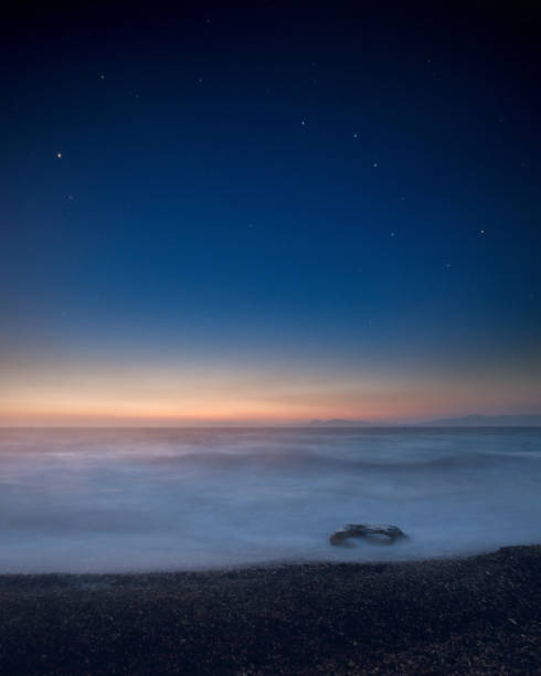 istock Beautiful seascape at sunset and Ursa Major constellation 1051673504