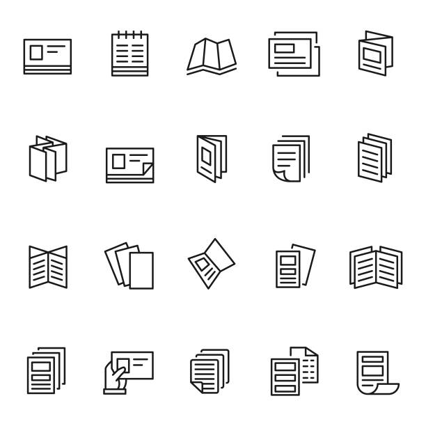 zestaw ikon ulotki - katalog stock illustrations