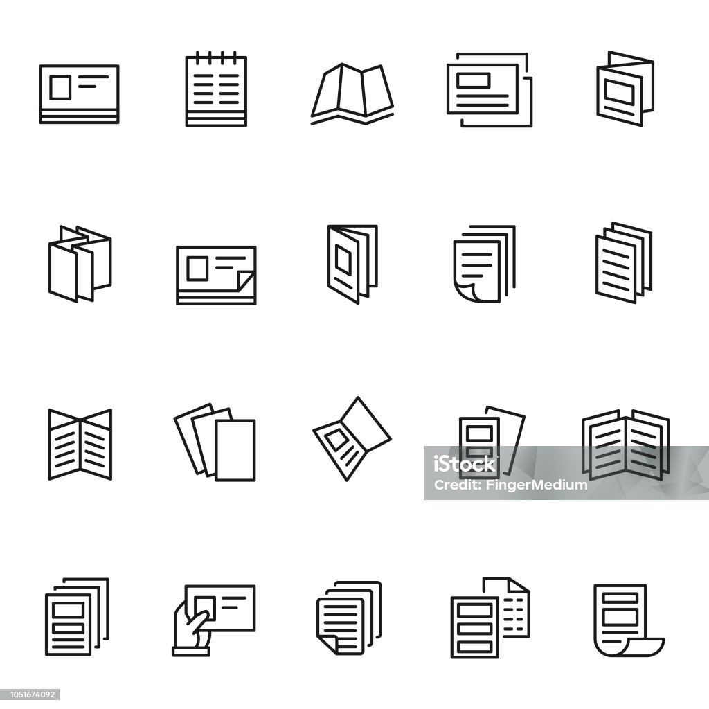 Flyer icon set Brochure stock vector