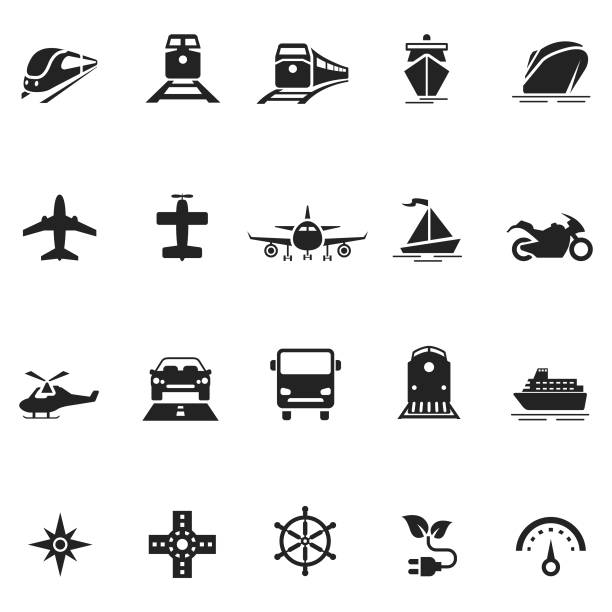 Vehicle icon set Vehicle icon set cruise ship stock illustrations