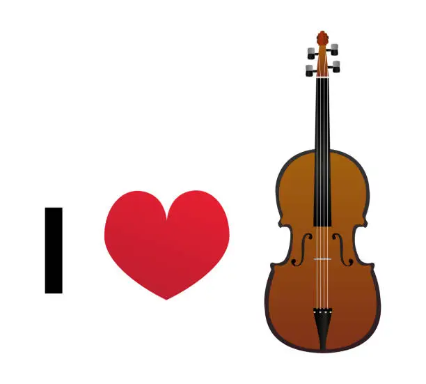 Vector illustration of I love violin vector icon