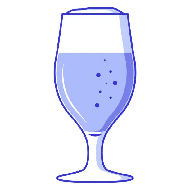 Vector illustration of Beer glass. Alcoholic drink.