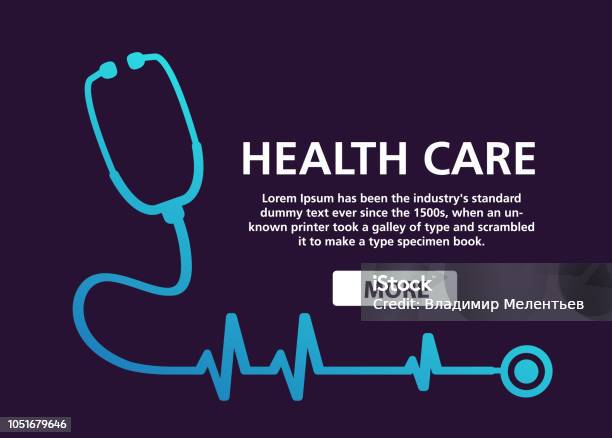 Stethoscope Cardiology Health Care Pulseheart Cardiogram Stock Illustration - Download Image Now