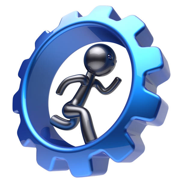 istock Running man character inside gearwheel businessman abstract 1051682874